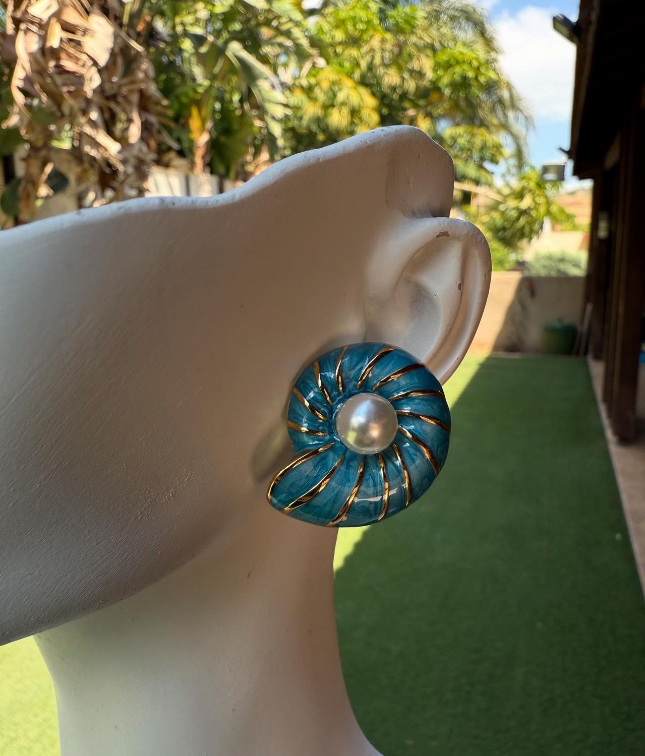 light blue shell earrings
