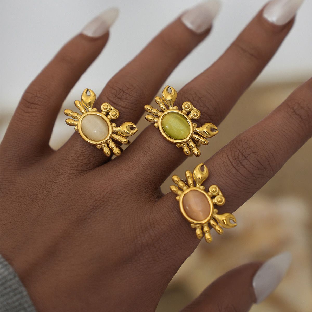 crab gold ring