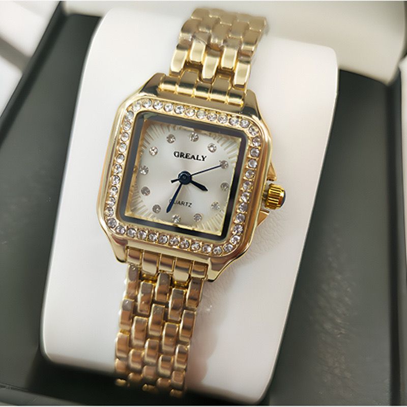 Old money fashion gold watch full zircon