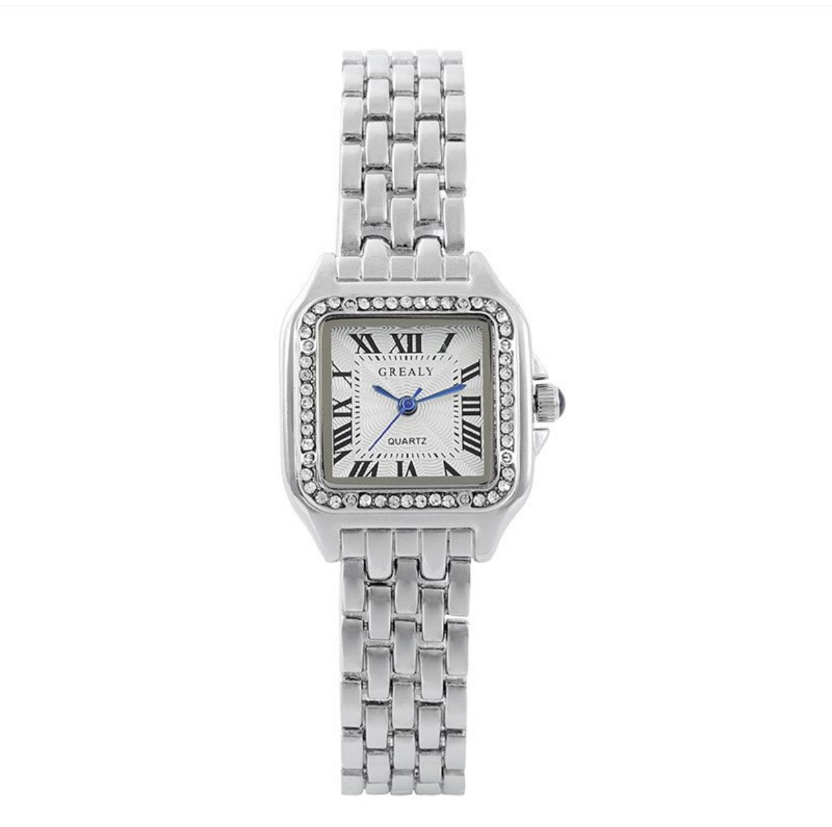 Old money fashion silver watch with zircon