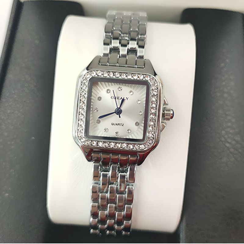 Old money fashion silver watch full zircon
