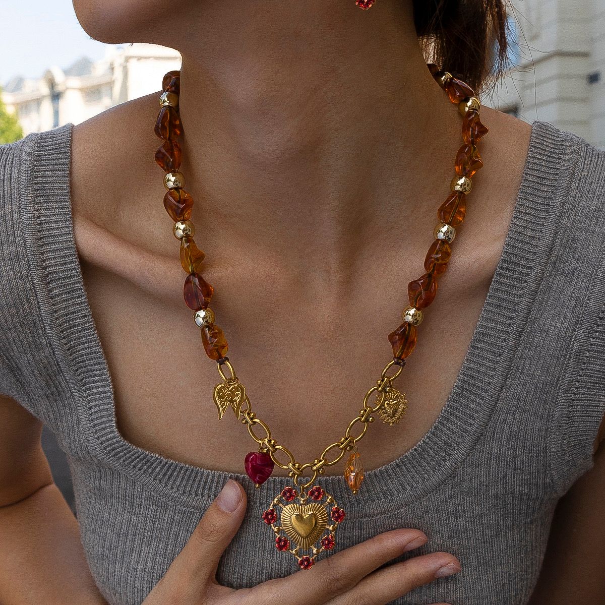 Charm gold necklace