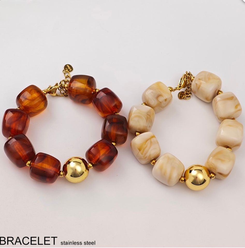Gold white bracelet