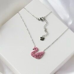 pink silver swan