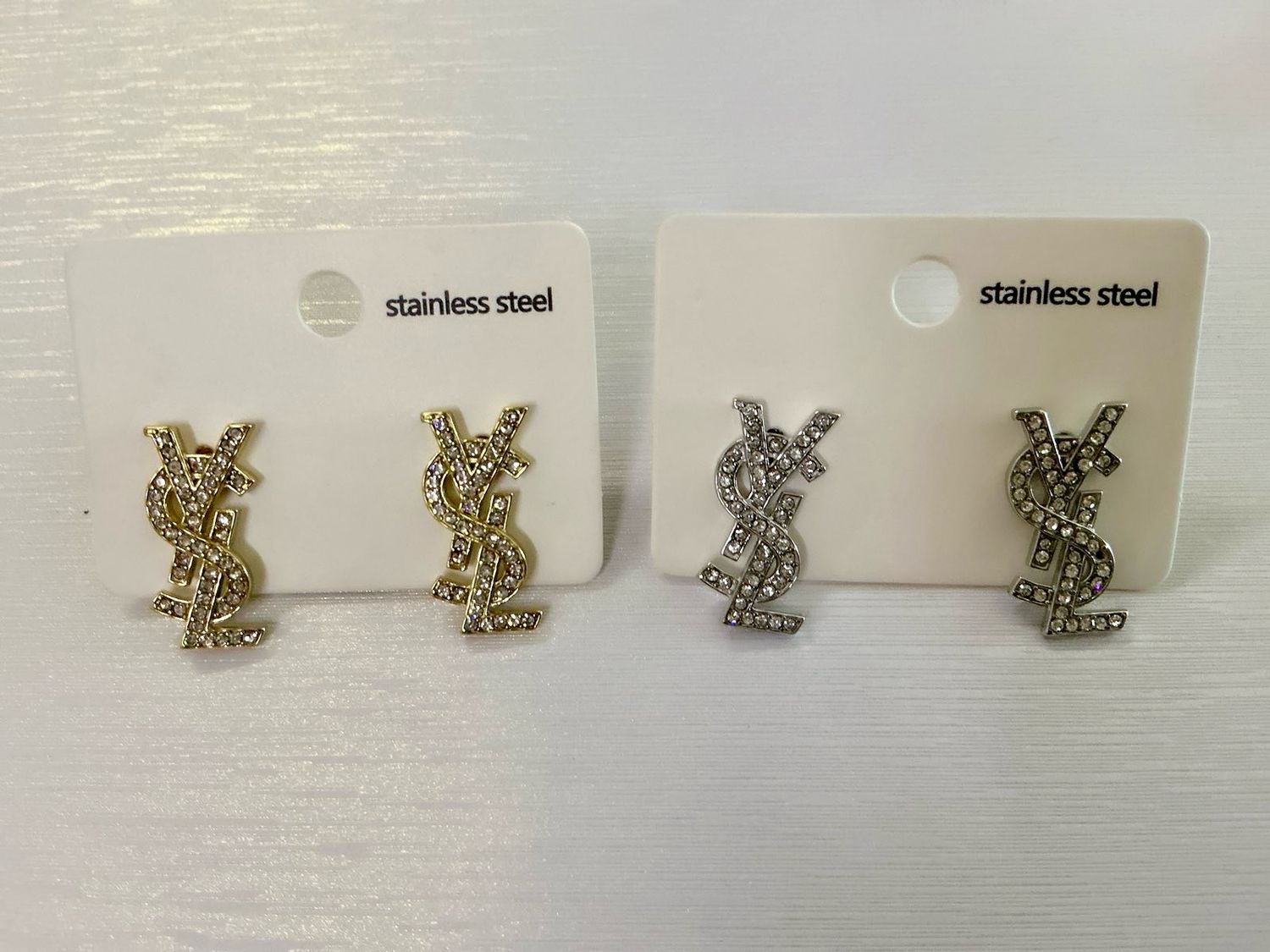 YSL all zircon earrings