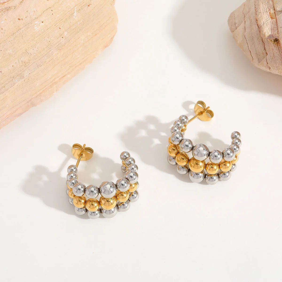 gold and silver hoops