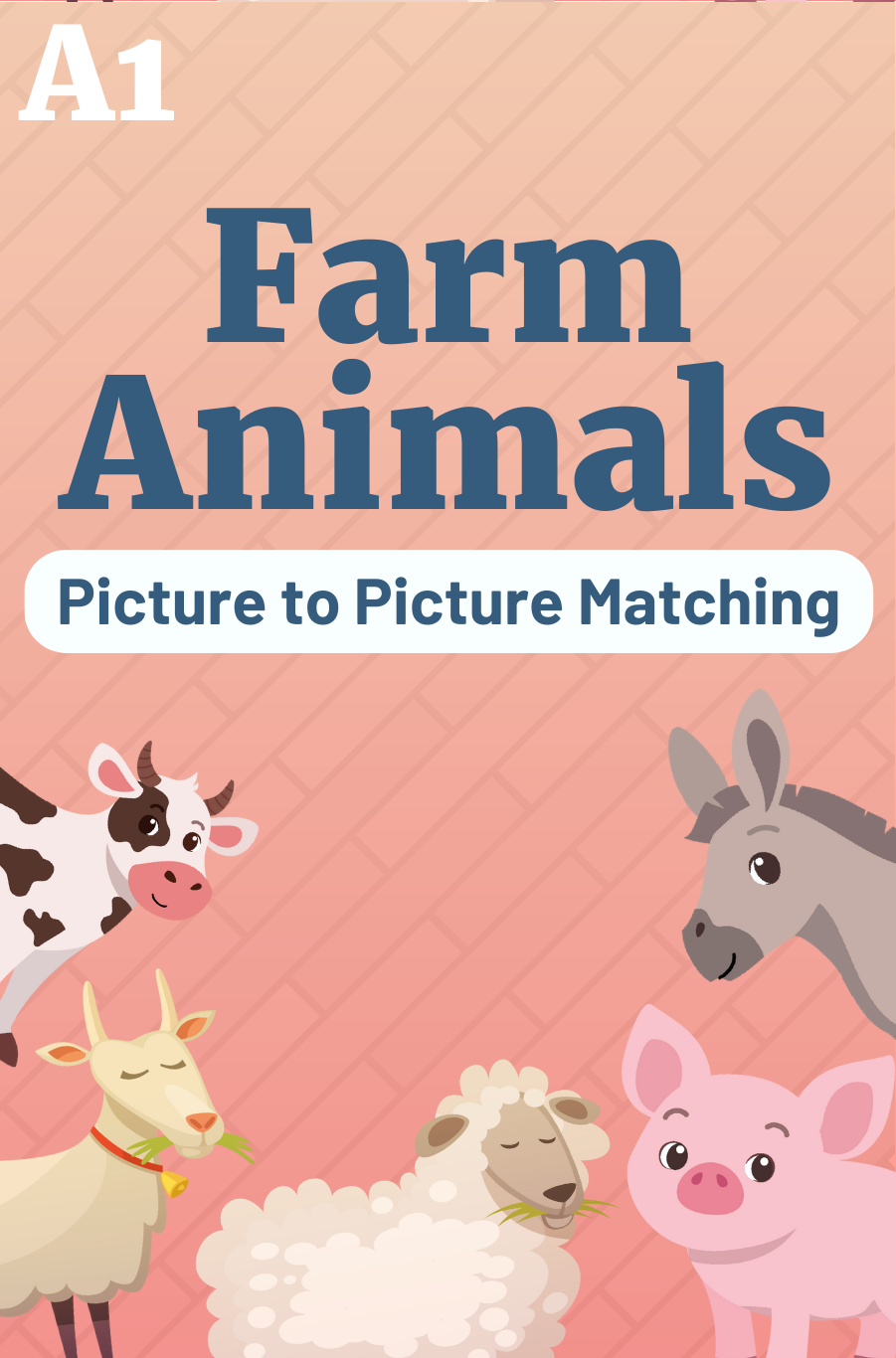Picture to Picture Matching Game: Farm Animals