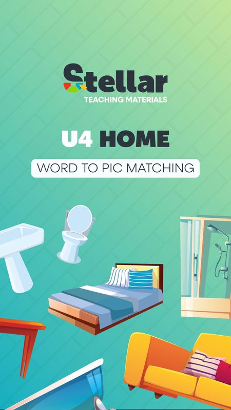 Word to Picture Matching game: Home Objects + Rooms