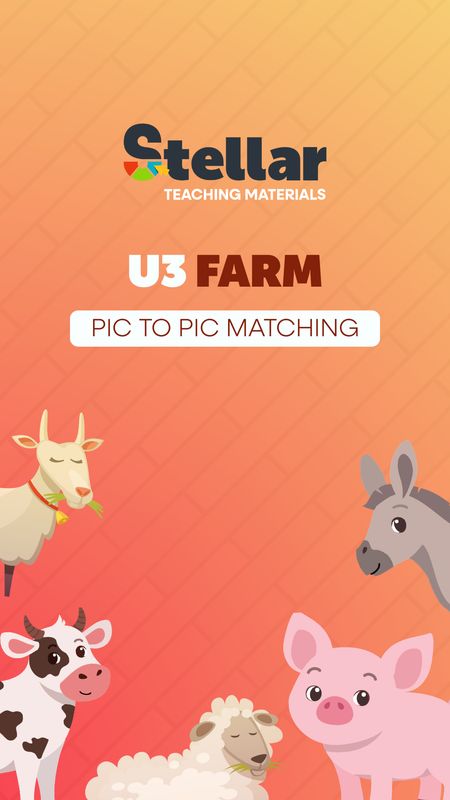 Picture to Picture Matching Game: Farm Animals