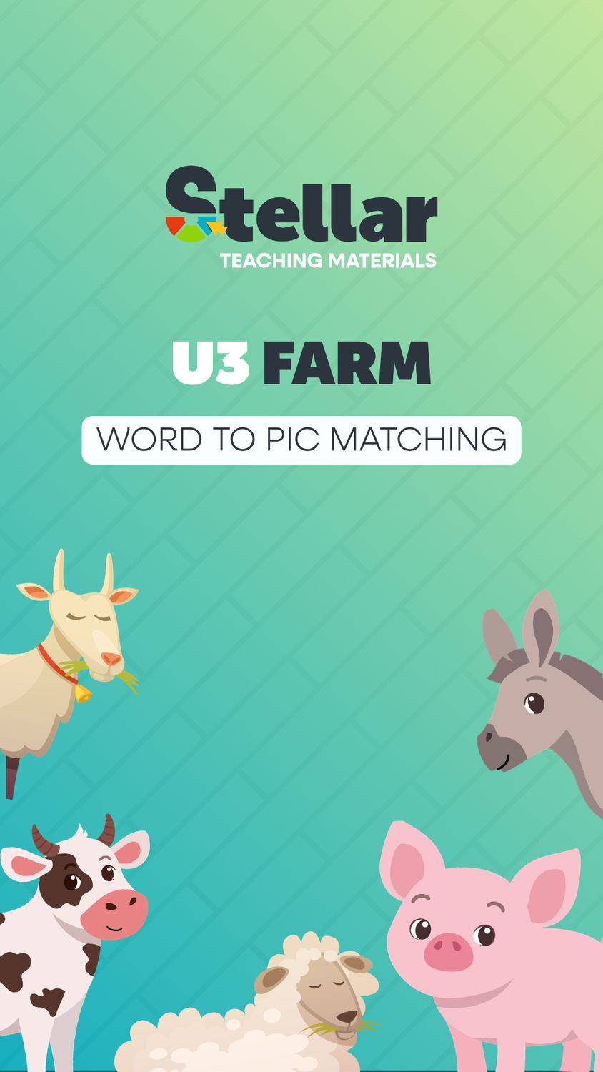 Word to Picture Matching Game: Farm Animals