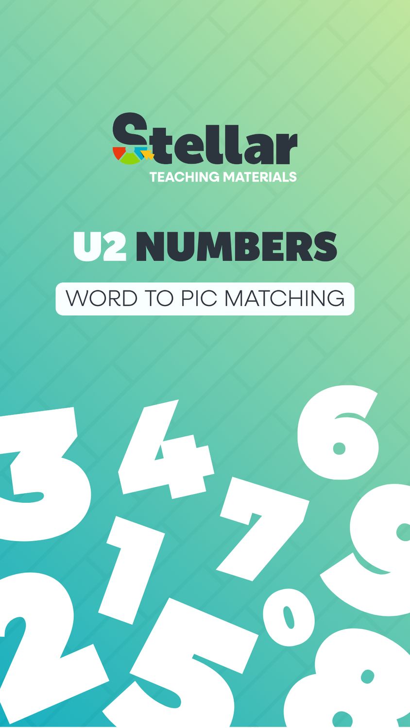 Word to Picture Matching Game: Numbers