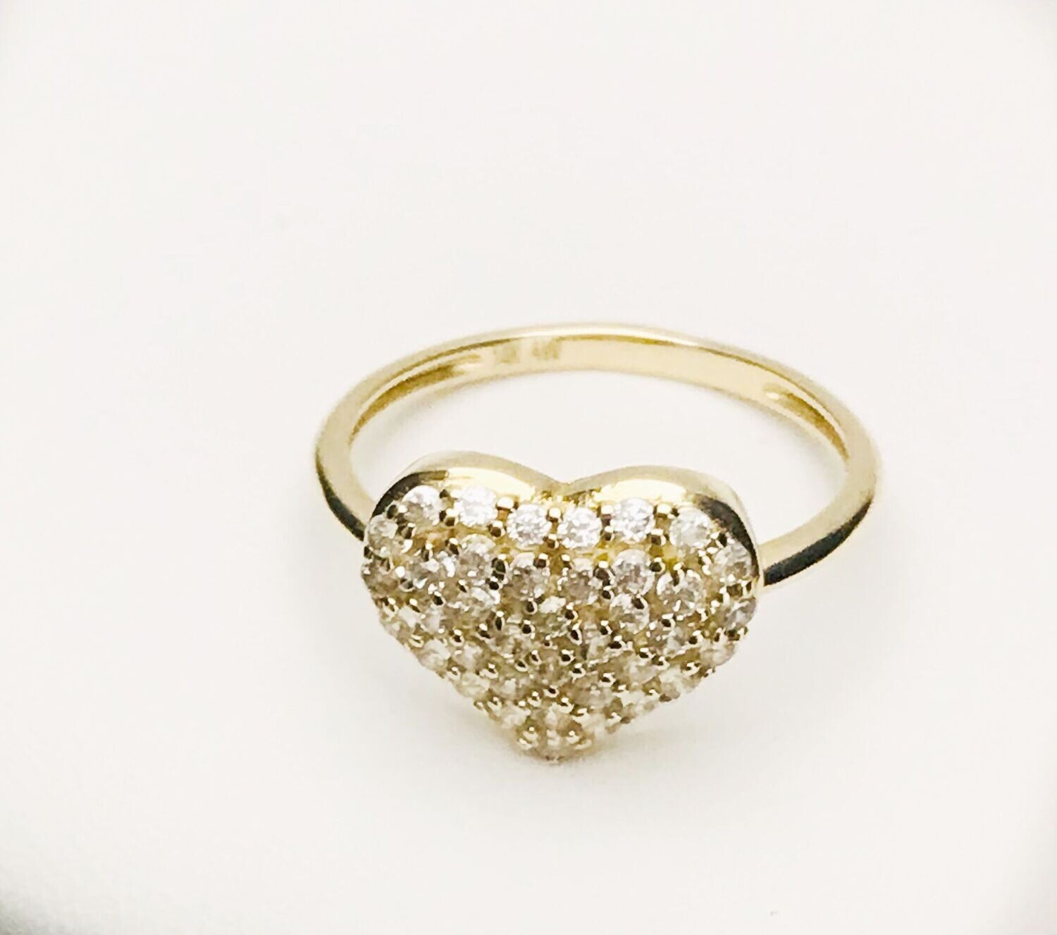 ​14K Yellow Gold Cubic Zirconia Heart Ring​