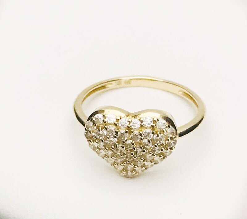 ​14K Yellow Gold Cubic Zirconia Heart Ring​