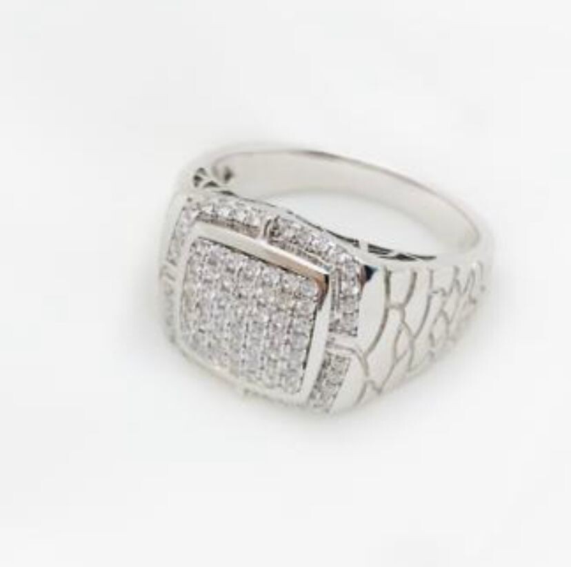 Silver Cubic Zirconia men's ring