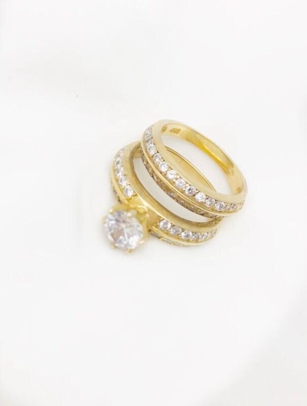 Engagement Ring Cubic Zirconias Silver  Yellow  Color