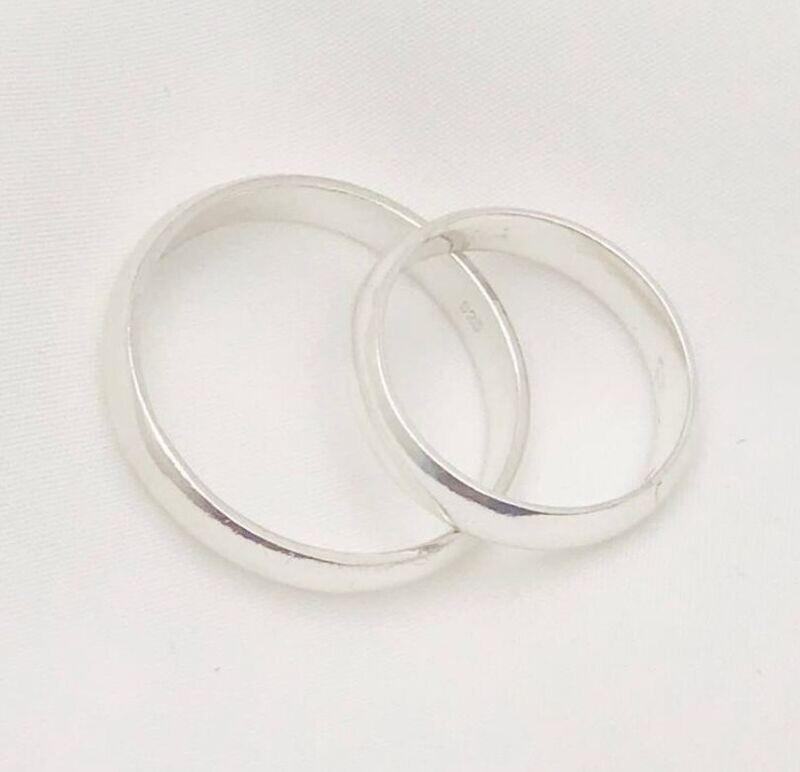 Silver Set Wedding Bands 3mm