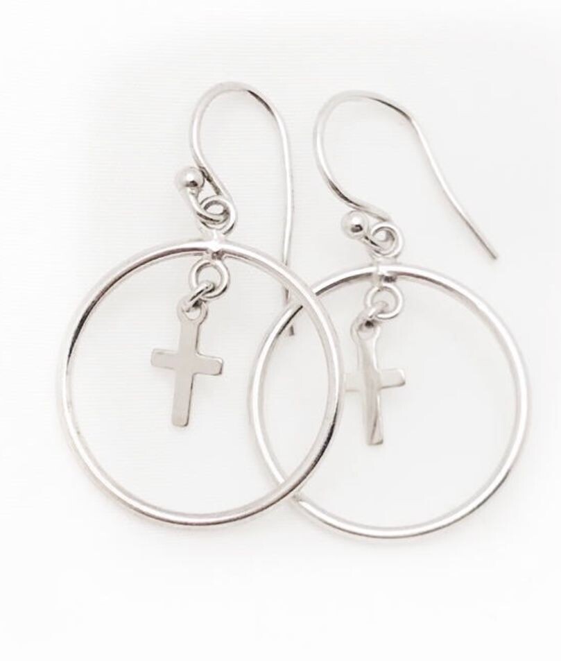 Silver  Cross Earring