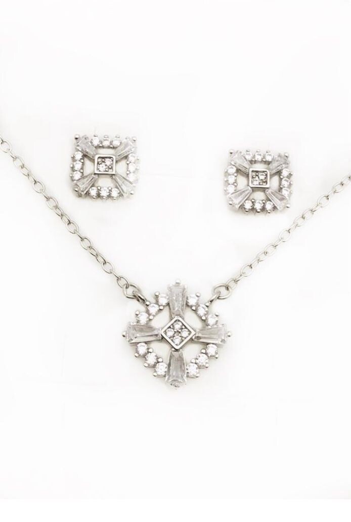 Silver (925) Cubic Zirconias Set with Chain