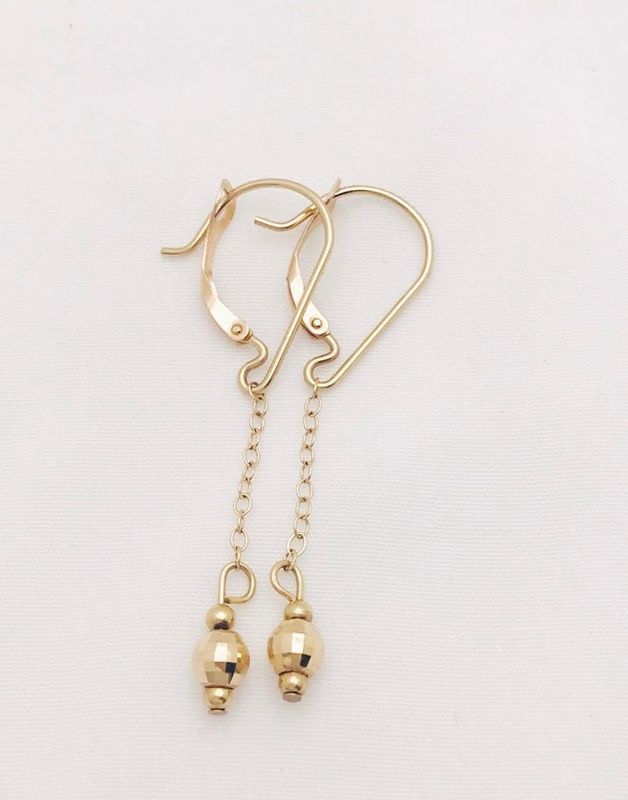 14 K  Yellow Gold  Hanging  Earrings