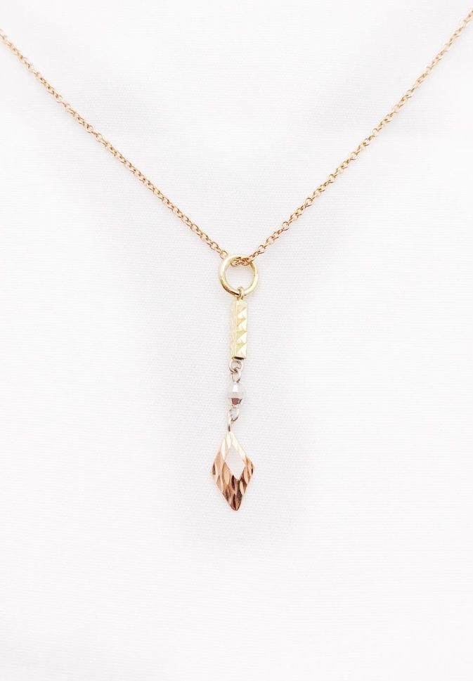14 K Tri-Color Charm Gold and Pink Color Necklace