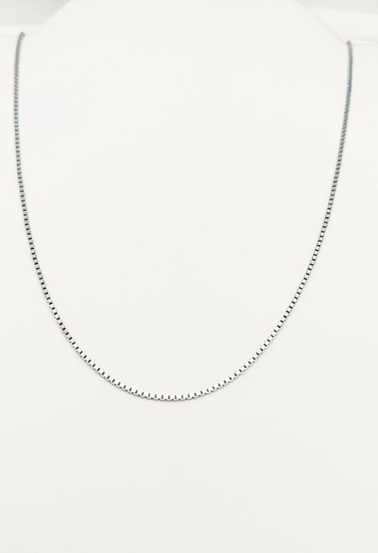 14K White Gold  Box Chain  20 Inch