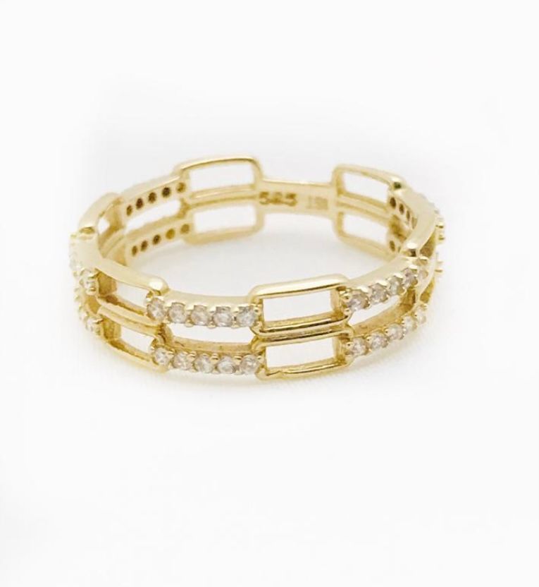 14K  Yellow Gold Cubic Zirconias Size 10