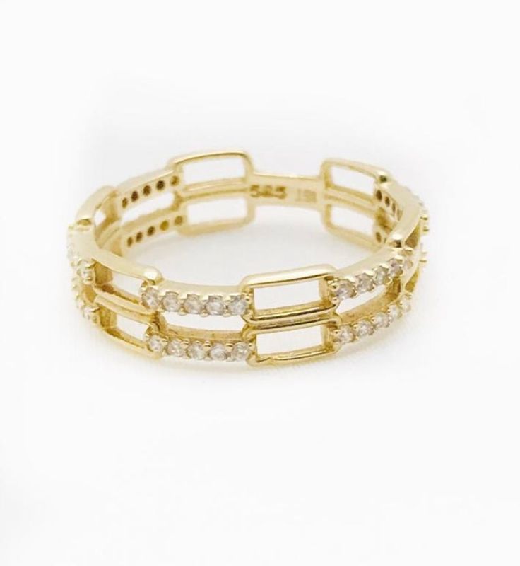 14K  Yellow Gold Cubic Zirconias Size 10