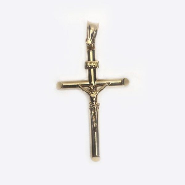 14 K Yellow Gold Tube Crucifix