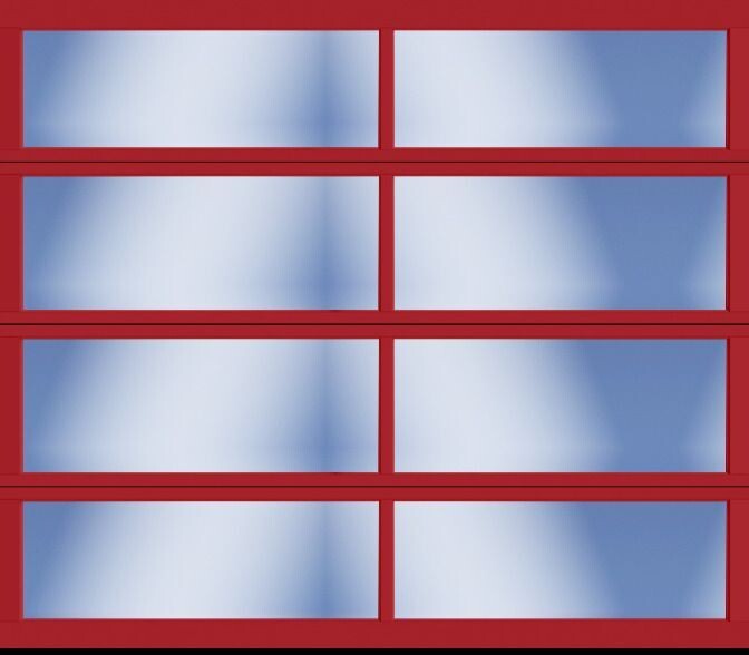 8x7 Amarr Vista Full View Glass Garage Door - Carnival Red