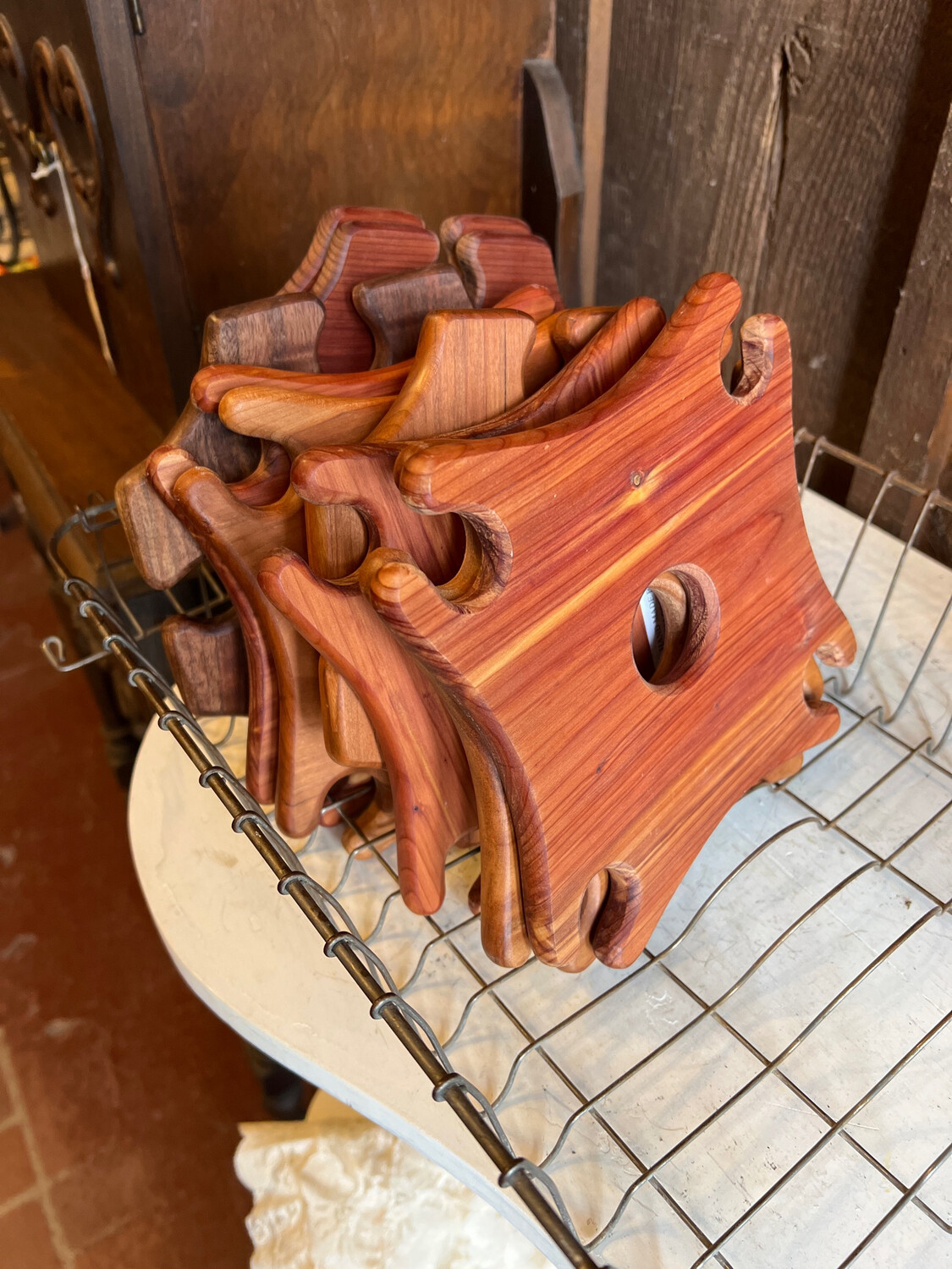 4 Glass Wood Wine Holder
