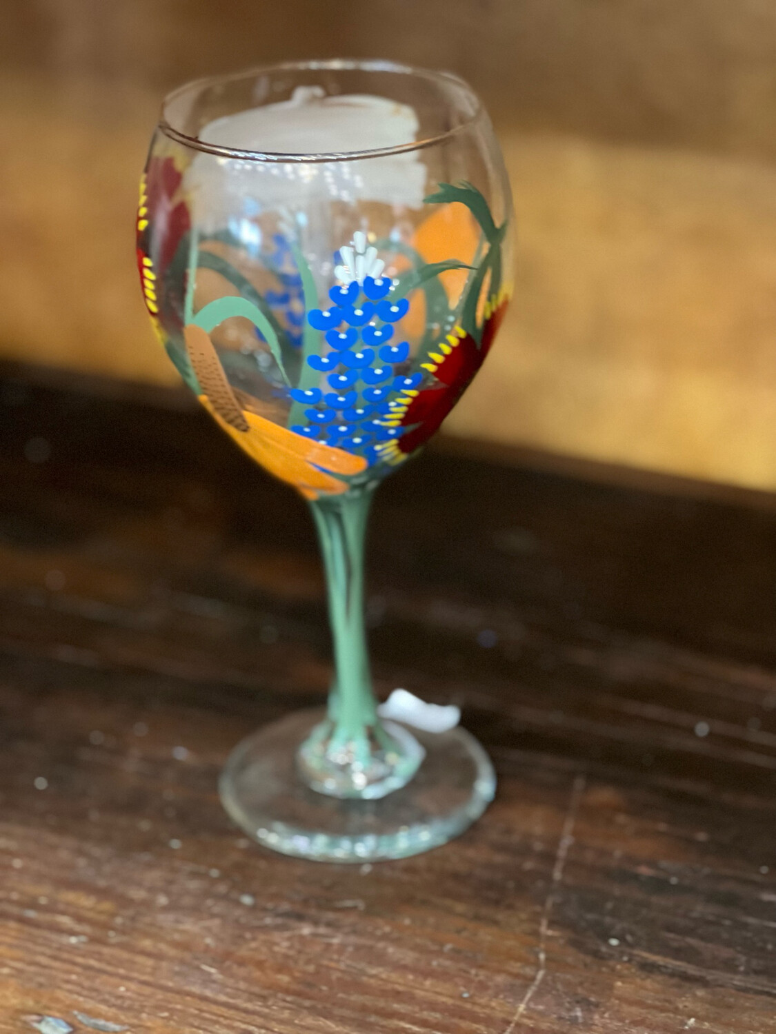 Floral Wine Glass