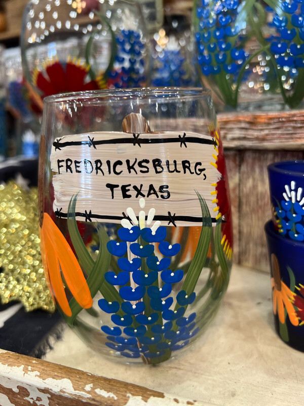 Floral Stemless Wine Glass W/ FBGTX