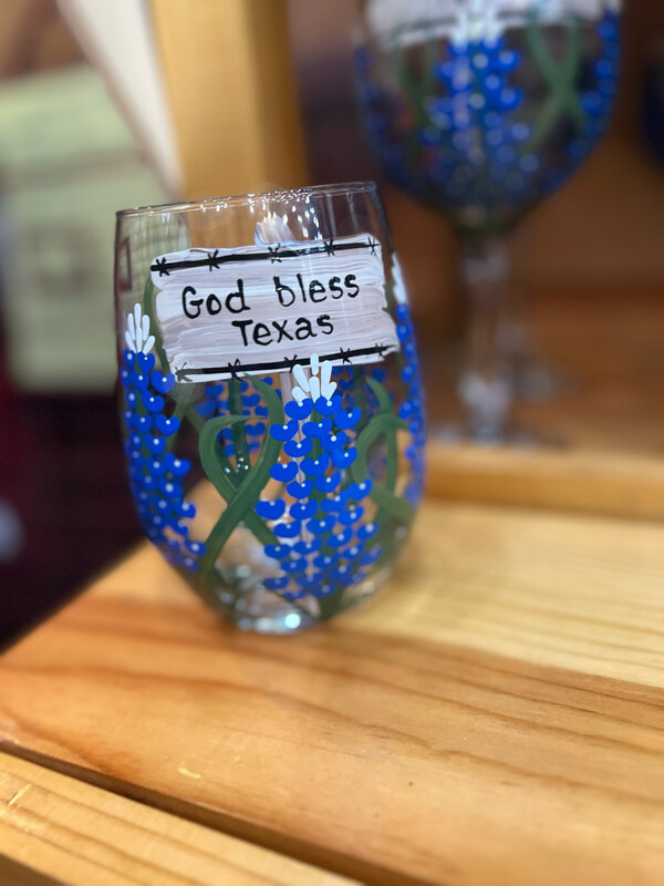 God Bless Texas Stemless