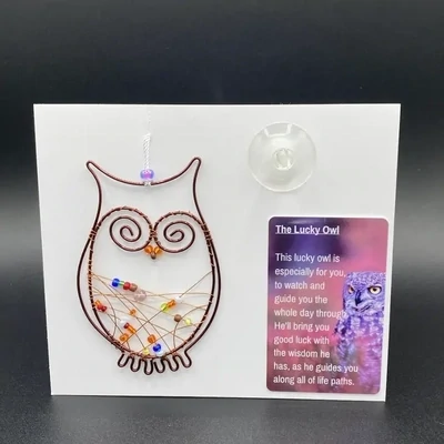 WWG Copper Beaded Owl w/ Lucky Owl Card