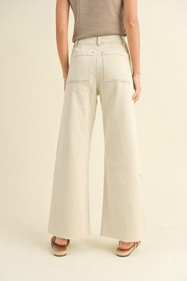 STRAIGHT LEG WIDE PANT W/FRONT POCKET