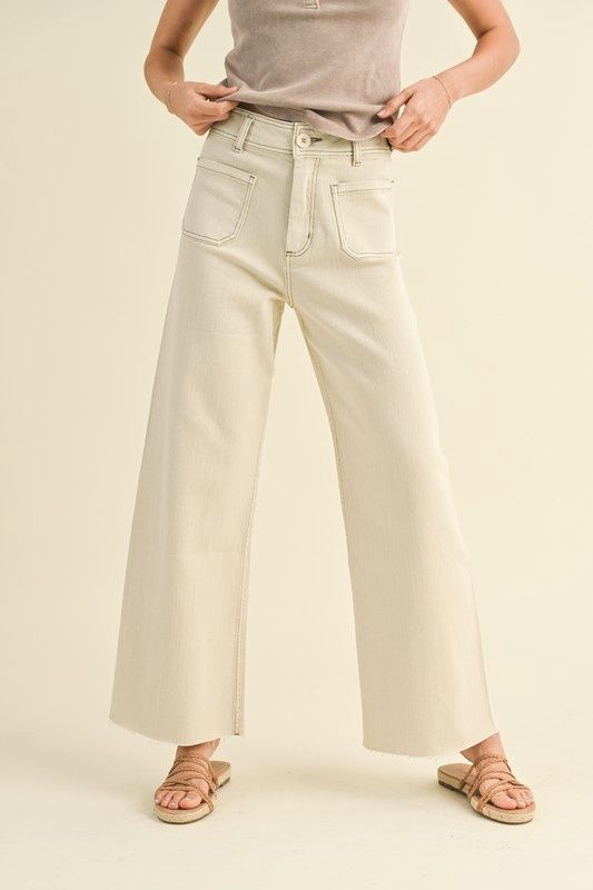 STRAIGHT LEG WIDE PANT W/FRONT POCKET