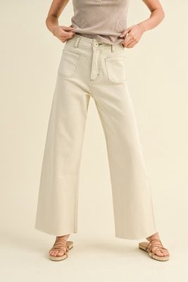 STRAIGHT LEG WIDE PANT W/FRONT POCKET