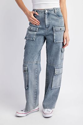 NOAH WASHED DENIM CARGO PANTS