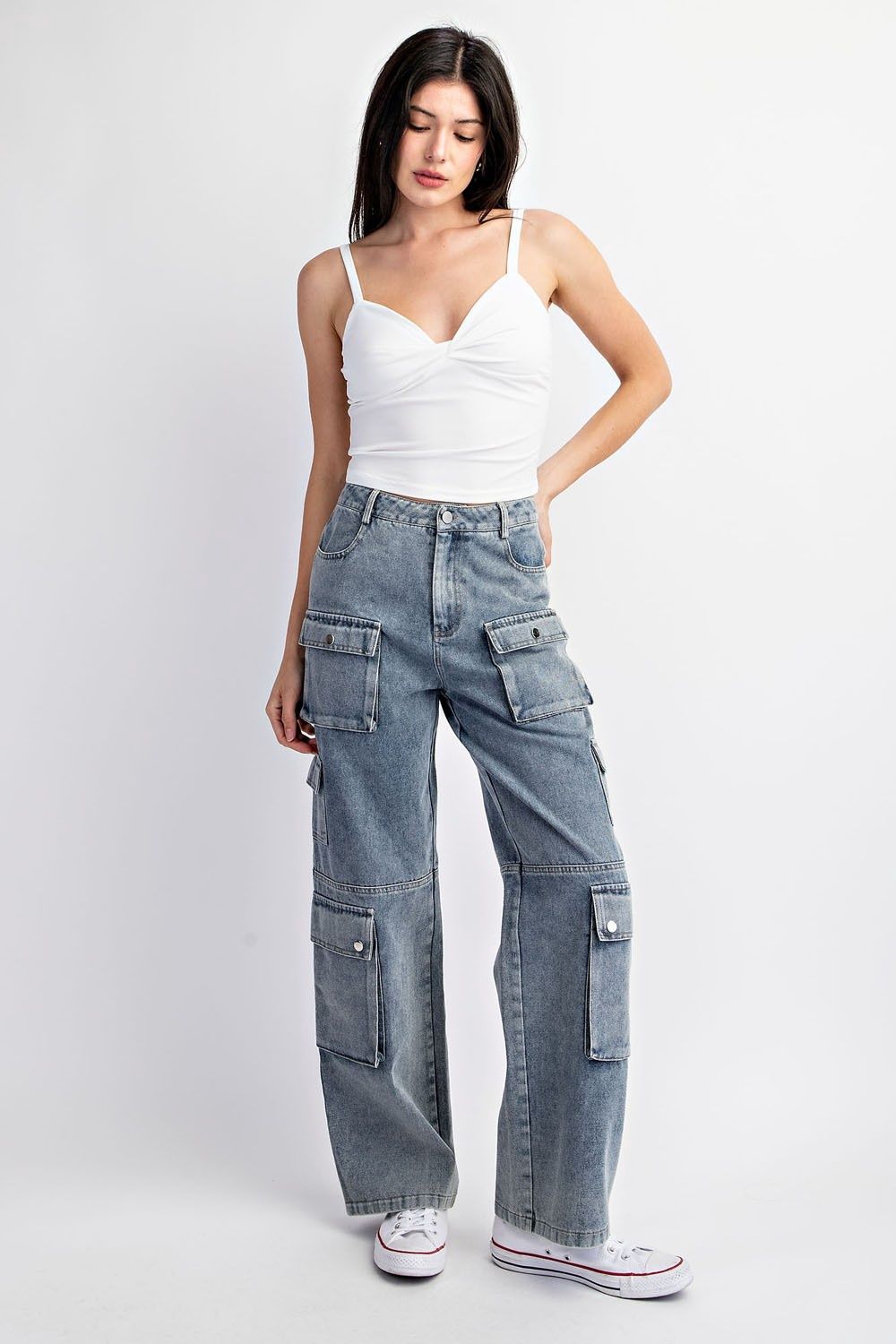 NOAH WASHED DENIM CARGO PANTS