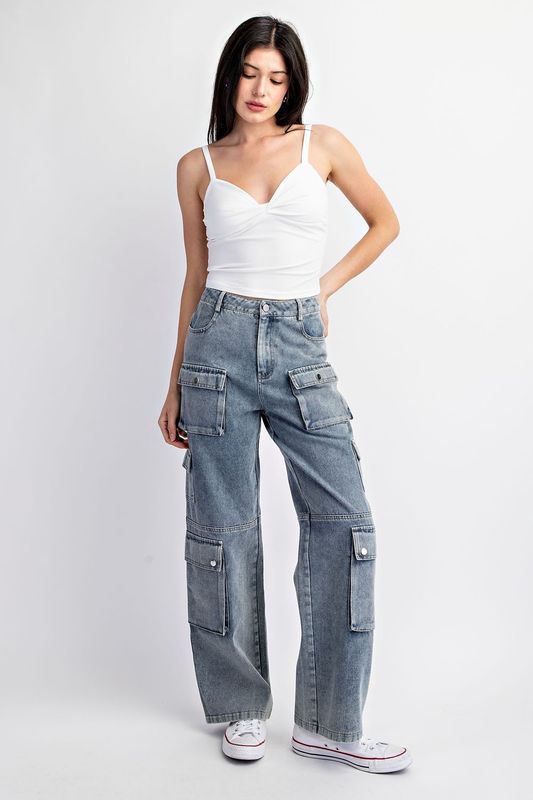 NOAH WASHED DENIM CARGO PANTS
