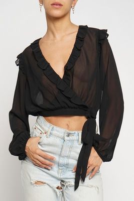 EVIANNA RUFFLE WRAP BLOUSE