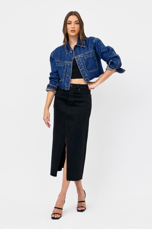 LOGAN DISTRESSED CROP DENIM JACKET