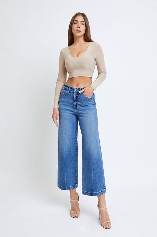 NORI CROP WIDE LEG TROUSER JEANS