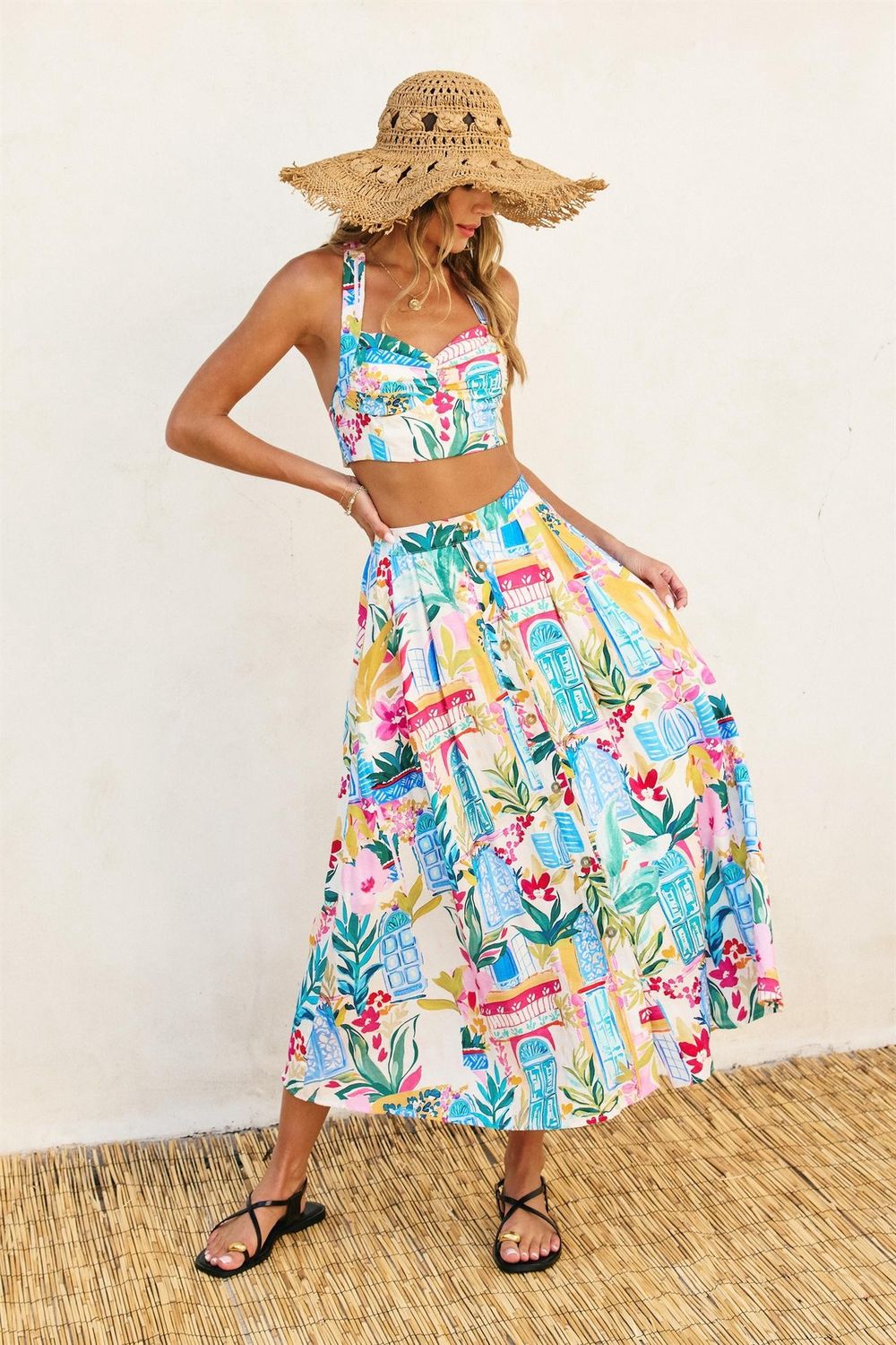 LONG SUMMER FRONT BUTTON SKIRT