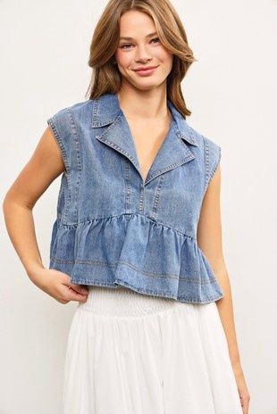 CHANGE OF SEASON DENIM BABYDOLL TOP