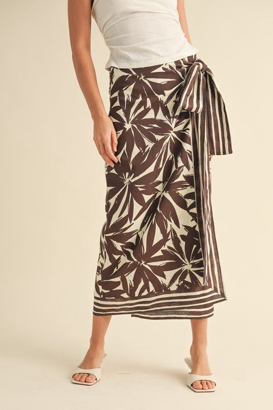 FLORAL LINEN WRAP SKIRT