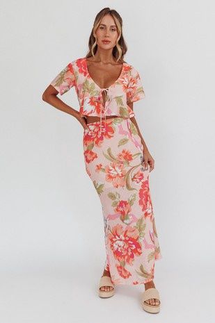 RAVENNA TIE TOP &amp; MIDI SKIRT SET