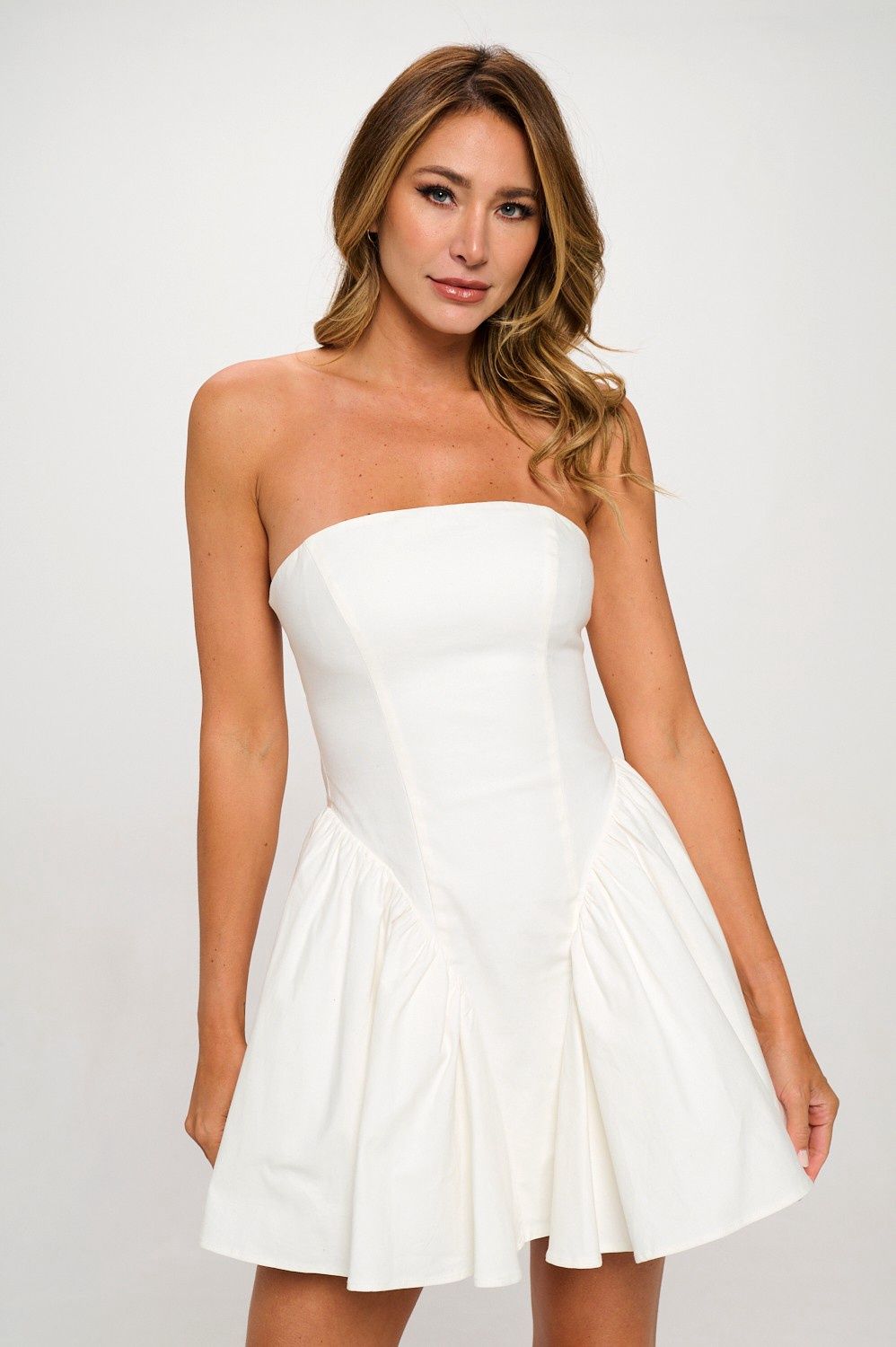COTTON FIELDS TWILL TUBE MINI DRESS