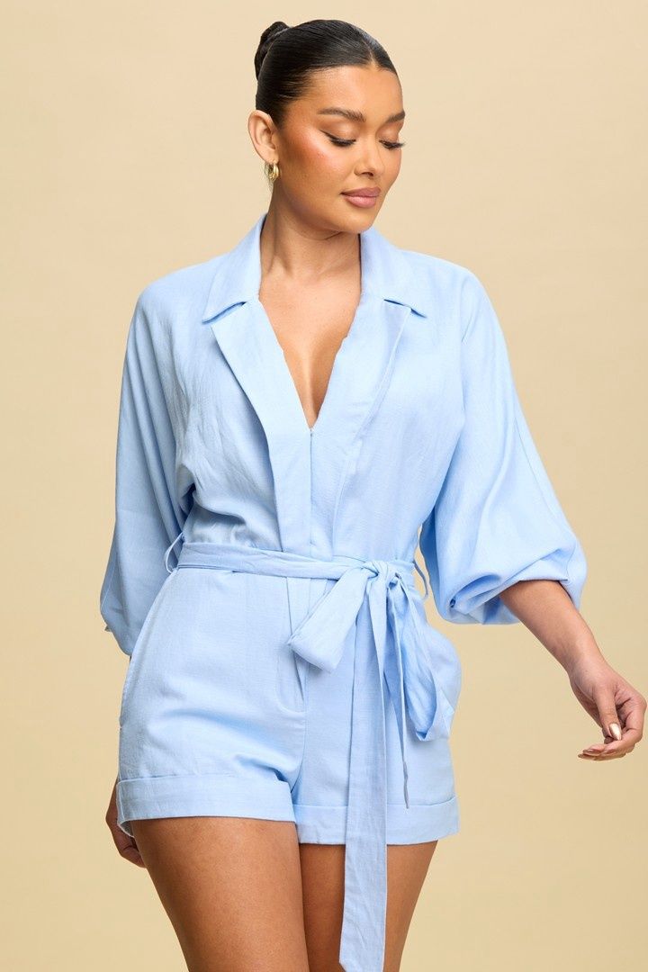 DELLA LINEN BLEND DOLMAN ROMPER