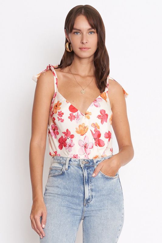 TEA PARTY FLORAL VNECK BODYSUIT
